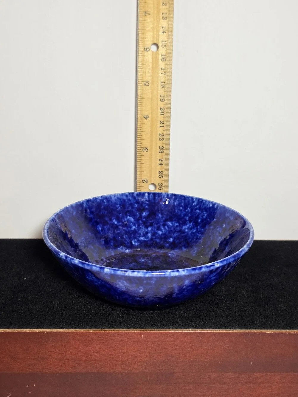 Vintage Stangl Pottery Blue Sponge Bowl Caughley Hand Painted Cobalt 6.5